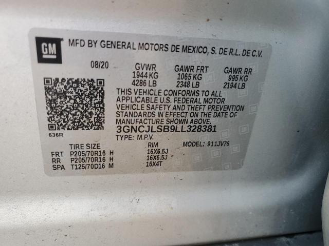 Photo 14 from auction – 2020 CHEVROLET TRAX 1LT with VIN 3GNCJLSB9LL328381