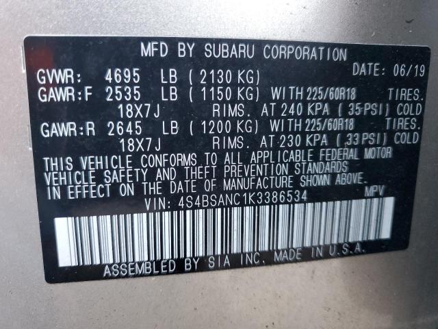 Photo 14 from auction – 2019 SUBARU OUTBACK 2. with VIN 4S4BSANC1K3386534