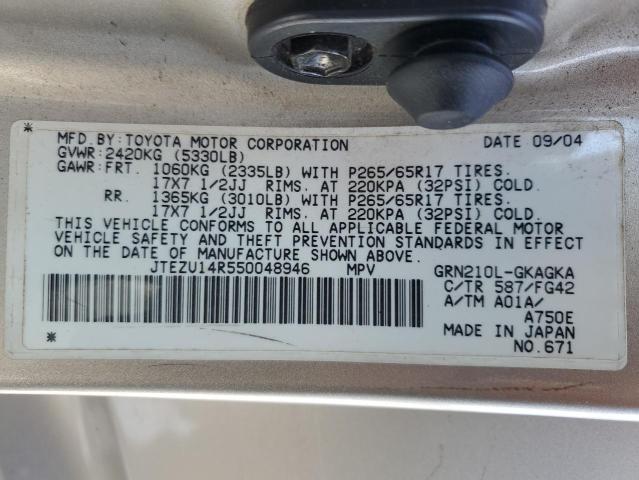 Photo 14 from auction – 2005 TOYOTA 4RUNNER SR with VIN JTEZU14R550048946