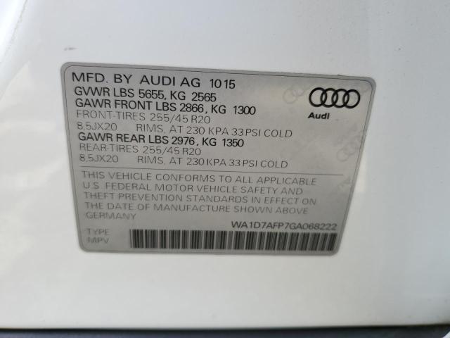 Photo 14 from auction – 2016 AUDI Q5 PREMIUM with VIN WA1D7AFP7GA068222