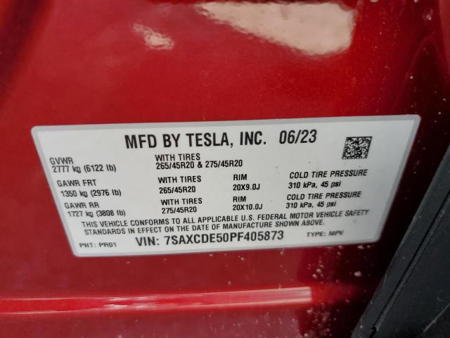 Photo 14 from auction – 2023 TESLA MODEL X with VIN 7SAXCDE50PF405873
