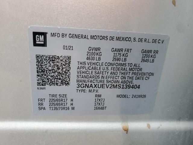 Photo 14 from auction – 2021 CHEVROLET EQUINOX LT with VIN 3GNAXUEV2MS139404