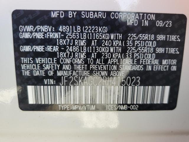 Photo 14 from auction – 2024 SUBARU FORESTER S with VIN JF2SKAGC2RH415023