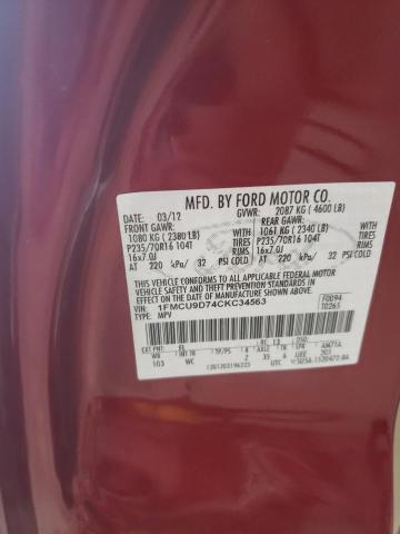 Photo 14 from auction – 2012 FORD ESCAPE XLT with VIN 1FMCU9D74CKC34563