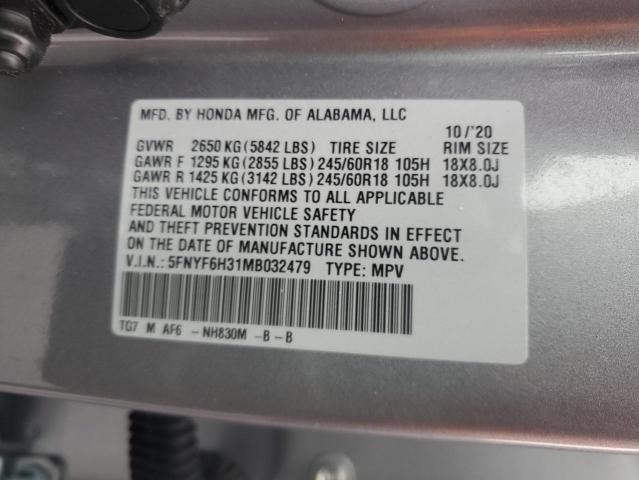 Photo 14 from auction – 2021 HONDA PILOT EX with VIN 5FNYF6H31MB032479