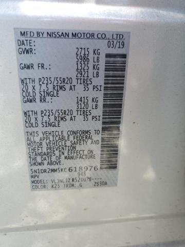Photo 14 from auction – 2019 NISSAN PATHFINDER with VIN 5N1DR2MM5KC618976