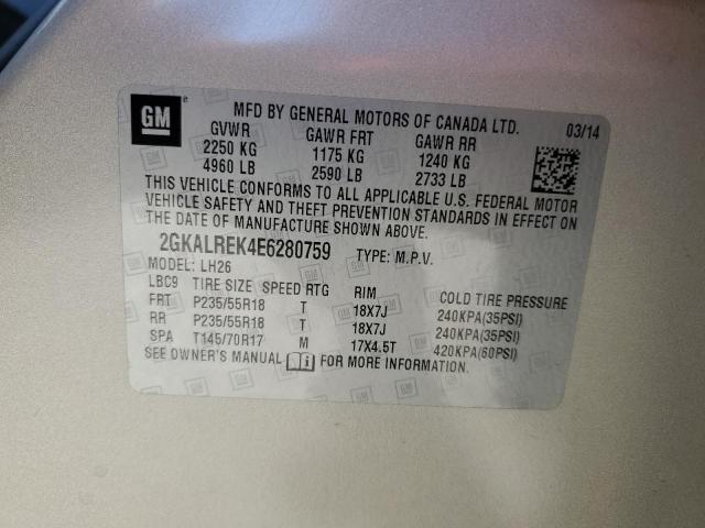 Photo 14 from auction – 2014 GMC TERRAIN SL with VIN 2GKALREK4E6280759