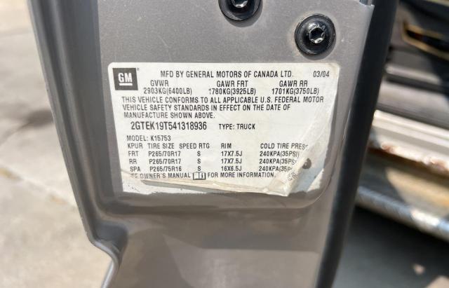 Photo 10 from auction – 2004 GMC NEW SIERRA with VIN 2GTEK19T541318936