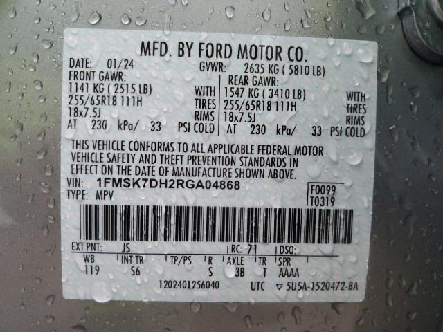 Photo 14 from auction – 2024 FORD EXPLORER X with VIN 1FMSK7DH2RGA04868