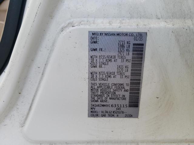Photo 14 from auction – 2015 NISSAN PATHFINDER with VIN 5N1AR2MM4FC635115
