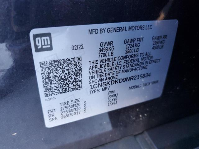 Photo 14 from auction – 2022 CHEVROLET SUBURBAN K with VIN 1GNSKDKD9NR215834