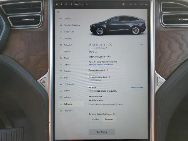 Photo 9 from auction – 2017 TESLA MODEL X with VIN 5YJXCAE21HF044382