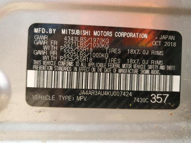 Photo 14 from auction – 2019 MITSUBISHI OUTLANDER with VIN JA4AR3AU4KU007424