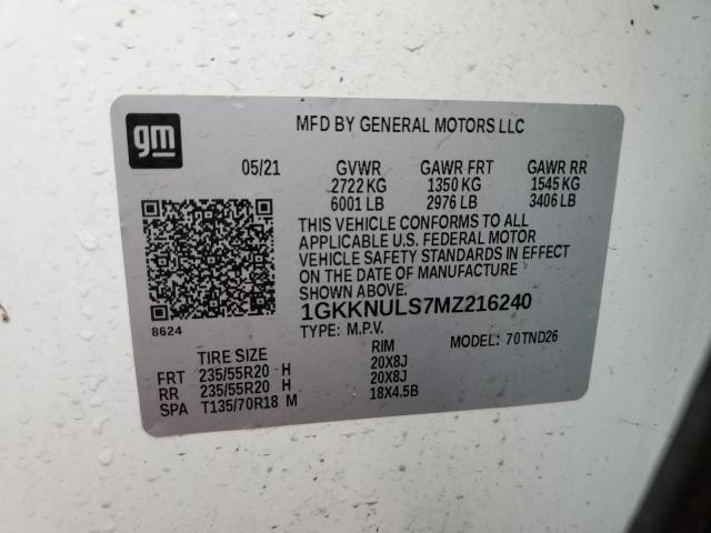 Photo 14 from auction – 2021 GMC ACADIA SLT with VIN 1GKKNULS7MZ216240
