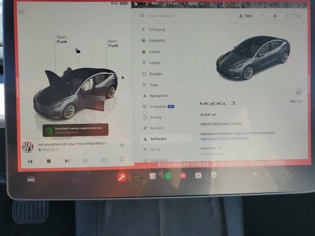 Photo 9 from auction – 2022 TESLA MODEL 3 with VIN 5YJ3E1EA9NF374928
