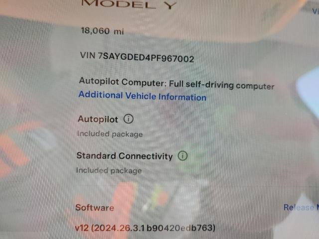 Photo 9 from auction – 2023 TESLA MODEL Y with VIN 7SAYGDED4PF967002