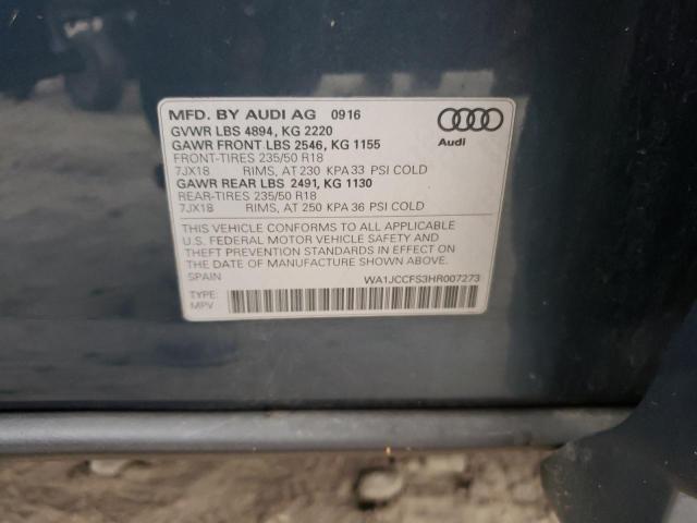 Photo 14 from auction – 2017 AUDI Q3 PREMIUM with VIN WA1JCCFS3HR007273