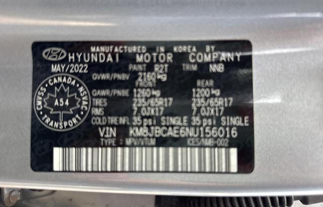 Photo 10 from auction – 2022 HYUNDAI TUCSON SEL with VIN KM8JBCAE6NU156016