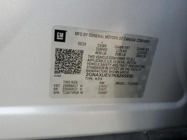 Photo 14 from auction – 2019 CHEVROLET EQUINOX LT with VIN 2GNAXUEV7K6245956
