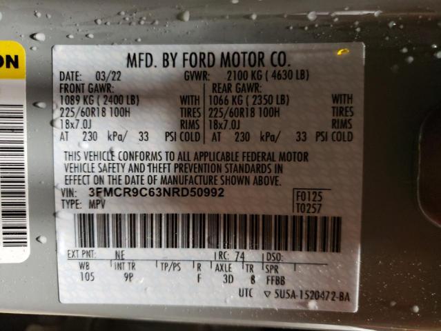 Photo 14 from auction – 2022 FORD BRONCO SPO with VIN 3FMCR9C63NRD50992
