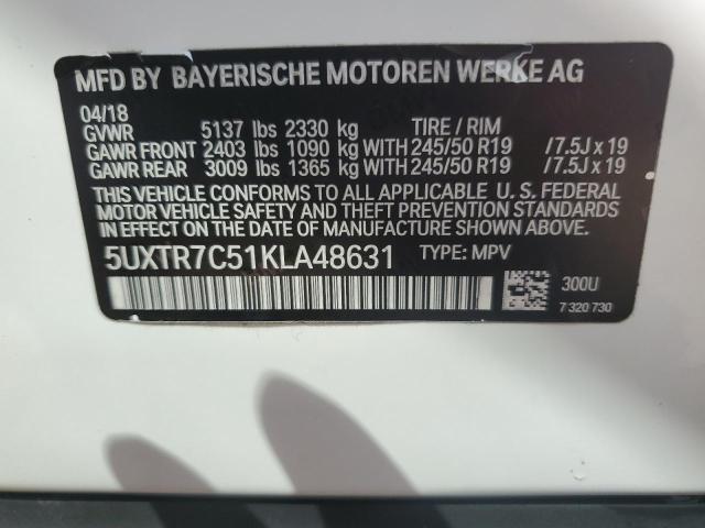 Photo 14 from auction – 2019 BMW X3 SDRIVE3 with VIN 5UXTR7C51KLA48631