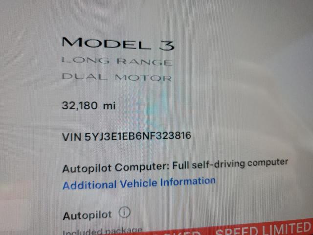 Photo 9 from auction – 2022 TESLA MODEL 3 with VIN 5YJ3E1EB6NF323816