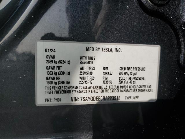 Photo 14 from auction – 2024 TESLA MODEL Y with VIN 7SAYGDEE0RA223518