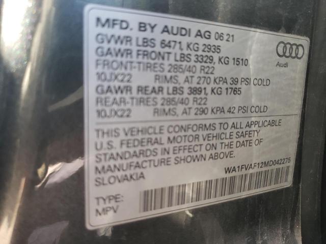 Photo 14 from auction – 2021 AUDI Q8 PRESTIG with VIN WA1FVAF12MD042275