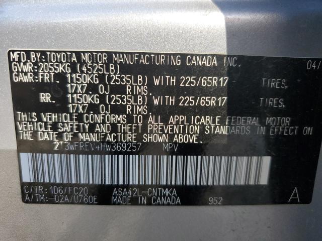 Photo 14 from auction – 2017 TOYOTA RAV4 XLE with VIN 2T3WFREV4HW369257