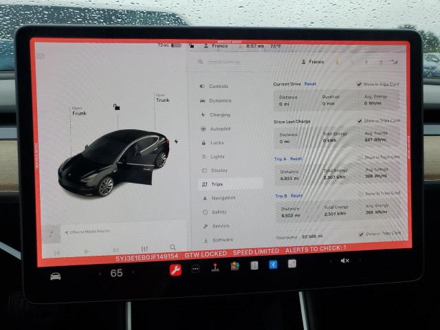 Photo 9 from auction – 2018 TESLA MODEL 3 with VIN 5YJ3E1EB0JF149154