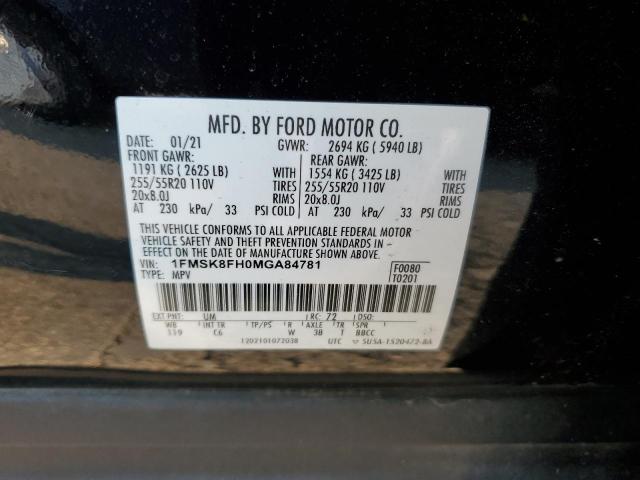 Photo 14 from auction – 2021 FORD EXPLORER L with VIN 1FMSK8FH0MGA84781