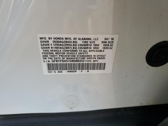 Foto 14 de la subasta – 2016 HONDA PILOT EXL con VIN 5FNYF6H57GB080333