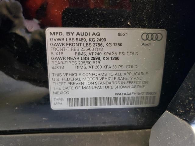 Photo 14 from auction – 2021 AUDI Q5 PREMIUM with VIN WA1AAAFY1M2105929