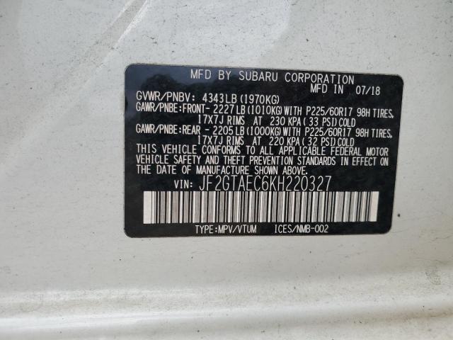 Foto 14 de la subasta – 2019 SUBARU CROSSTREK con VIN JF2GTAEC6KH220327