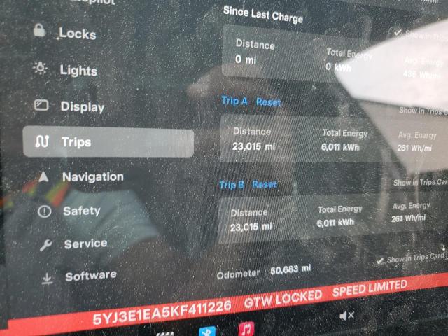 Photo 9 from auction – 2019 TESLA MODEL 3 with VIN 5YJ3E1EA5KF411226