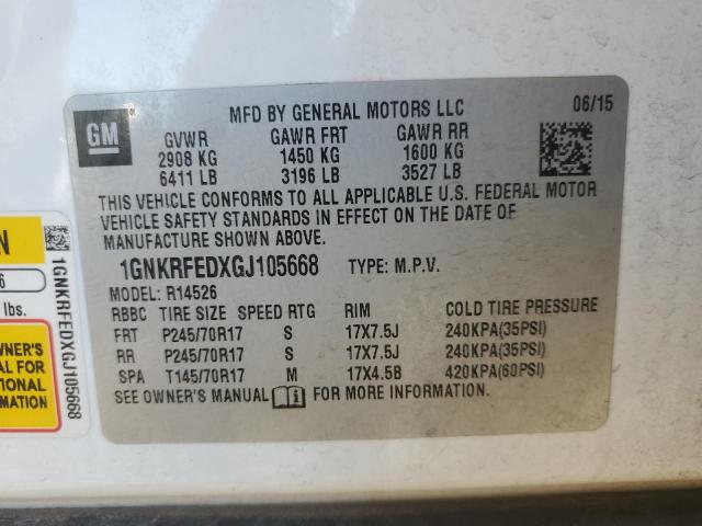 Photo 14 from auction – 2016 CHEVROLET TRAVERSE L with VIN 1GNKRFEDXGJ105668