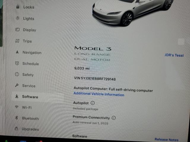 Photo 9 from auction – 2024 TESLA MODEL 3 with VIN 5YJ3E1EB8RF729148