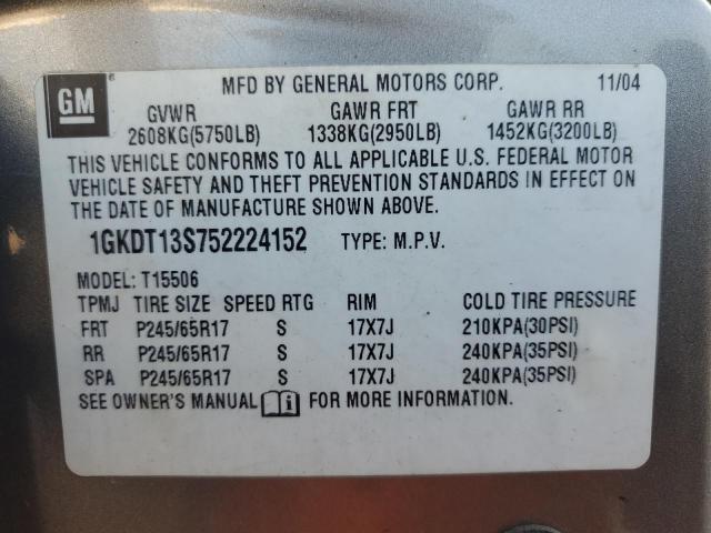 Photo 14 from auction – 2005 GMC ENVOY with VIN 1GKDT13S752224152