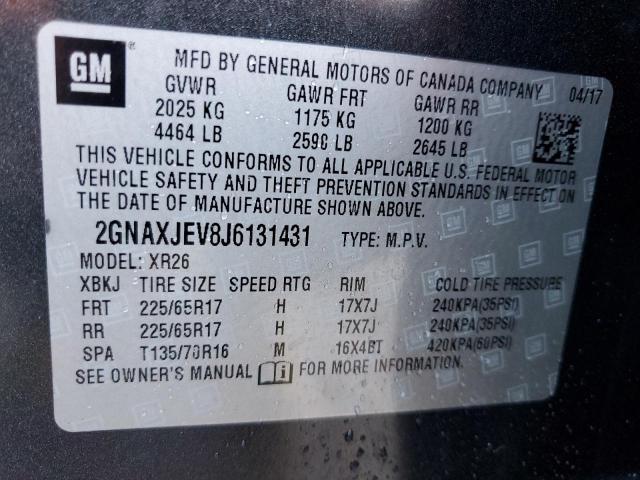Photo 14 from auction – 2018 CHEVROLET EQUINOX LT with VIN 2GNAXJEV8J6131431