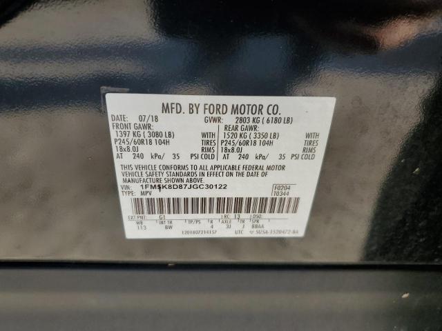 Photo 14 from auction – 2018 FORD EXPLORER X with VIN 1FM5K8D87JGC30122