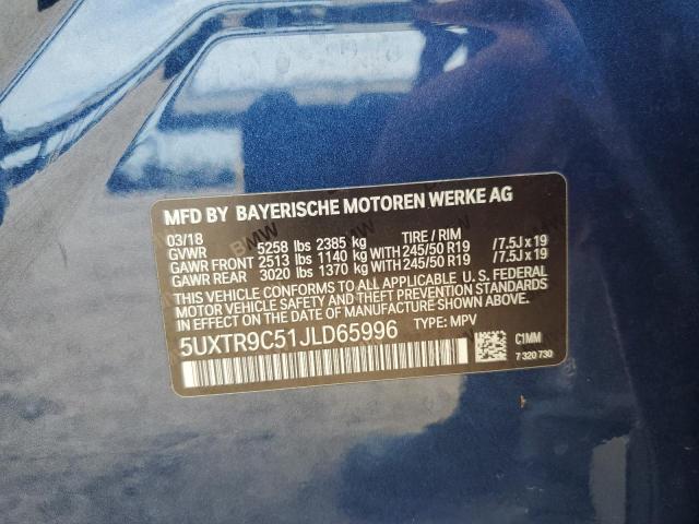 Photo 14 from auction – 2018 BMW X3 XDRIVE3 with VIN 5UXTR9C51JLD65996