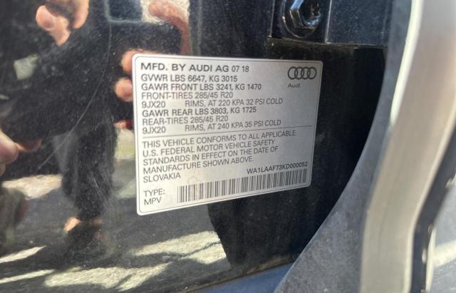 Photo 10 from auction – 2019 AUDI Q7 PREMIUM with VIN WA1LAAF73KD000052
