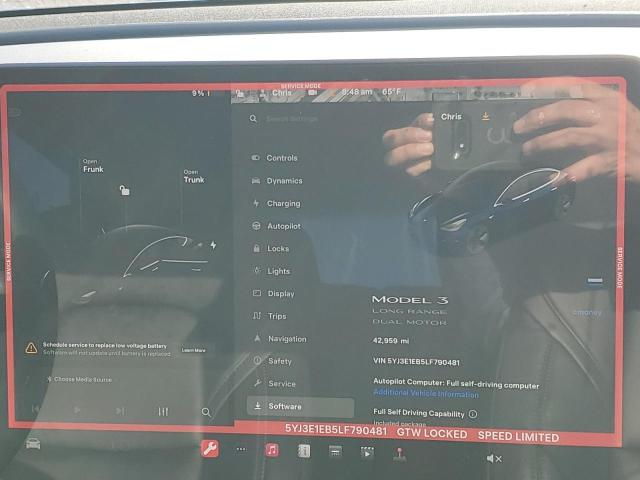 Photo 9 from auction – 2020 TESLA MODEL 3 with VIN 5YJ3E1EB5LF790481