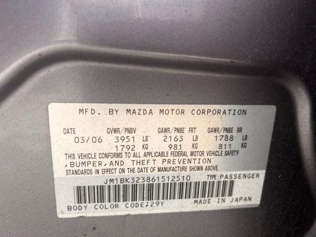 Photo 10 from auction – 2006 MAZDA 3 S with VIN JM1BK323861512510