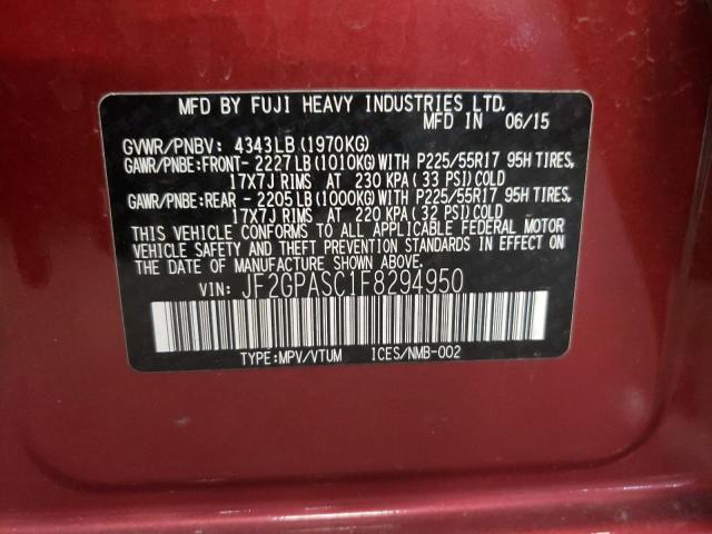 Photo 14 from auction – 2015 SUBARU XV CROSSTR with VIN JF2GPASC1F8294950