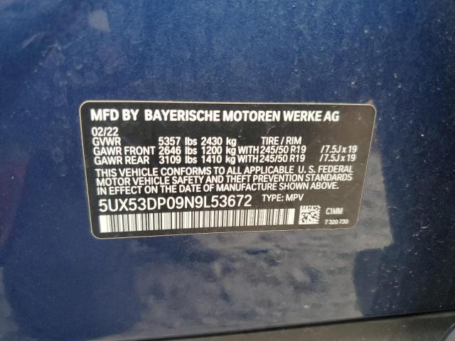 Photo 14 from auction – 2022 BMW X3 XDRIVE3 with VIN 5UX53DP09N9L53672