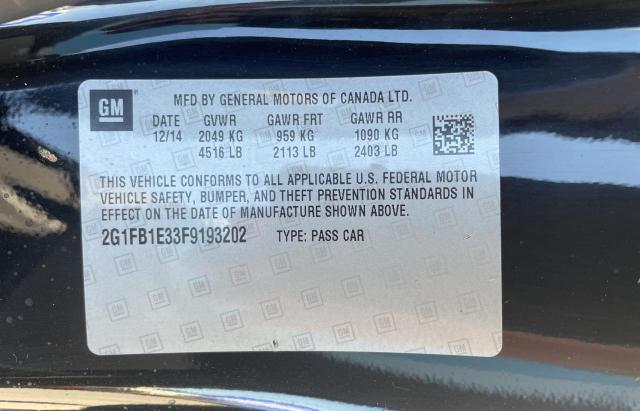 Photo 10 from auction – 2015 CHEVROLET CAMARO LS with VIN 2G1FB1E33F9193202