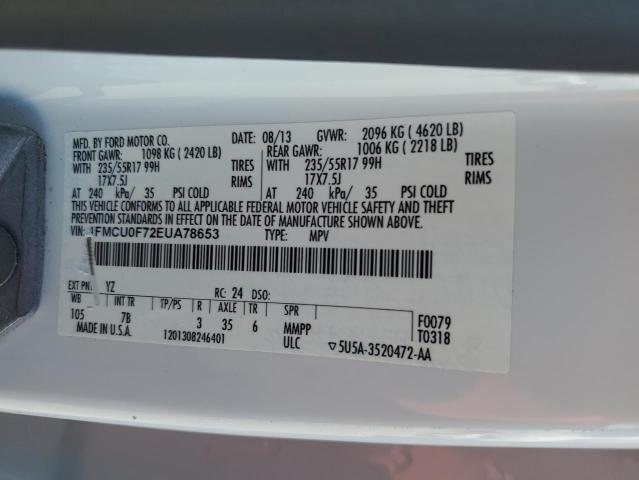 Photo 14 from auction – 2014 FORD ESCAPE S with VIN 1FMCU0F72EUA78653