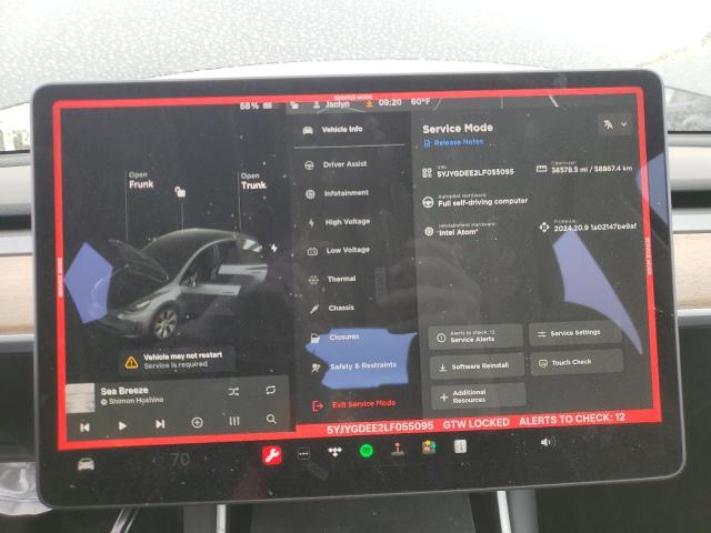 Photo 9 from auction – 2020 TESLA MODEL Y with VIN 5YJYGDEE2LF055095