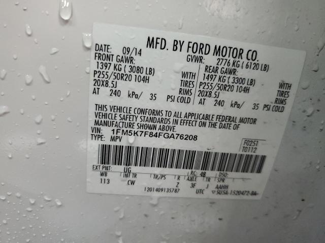 Photo 14 from auction – 2015 FORD EXPLORER L with VIN 1FM5K7F84FGA76208